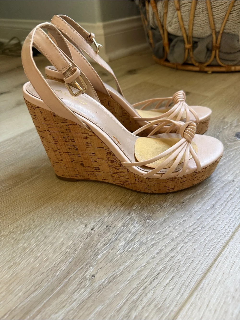 ALDO Blush Knot Front Slingback Wedge Sandals